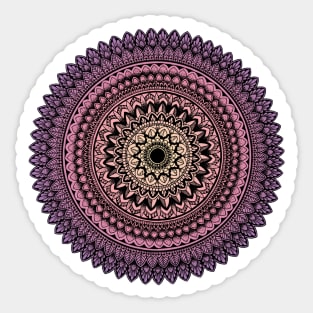 Black mandala in pink and purple gradient Sticker